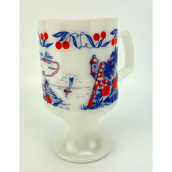 Porto Rico mug, vintage milk glass footed mug, milk glass cup, vintage cup - Picture 5 of 10